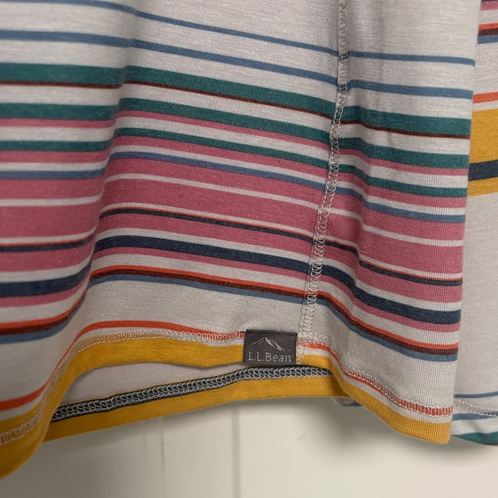 NWT L.L. Bean Women's SunSmart UPF50 Striped Everyday Crewneck Shirt SIZE LARGE - Picture 4 of 10
